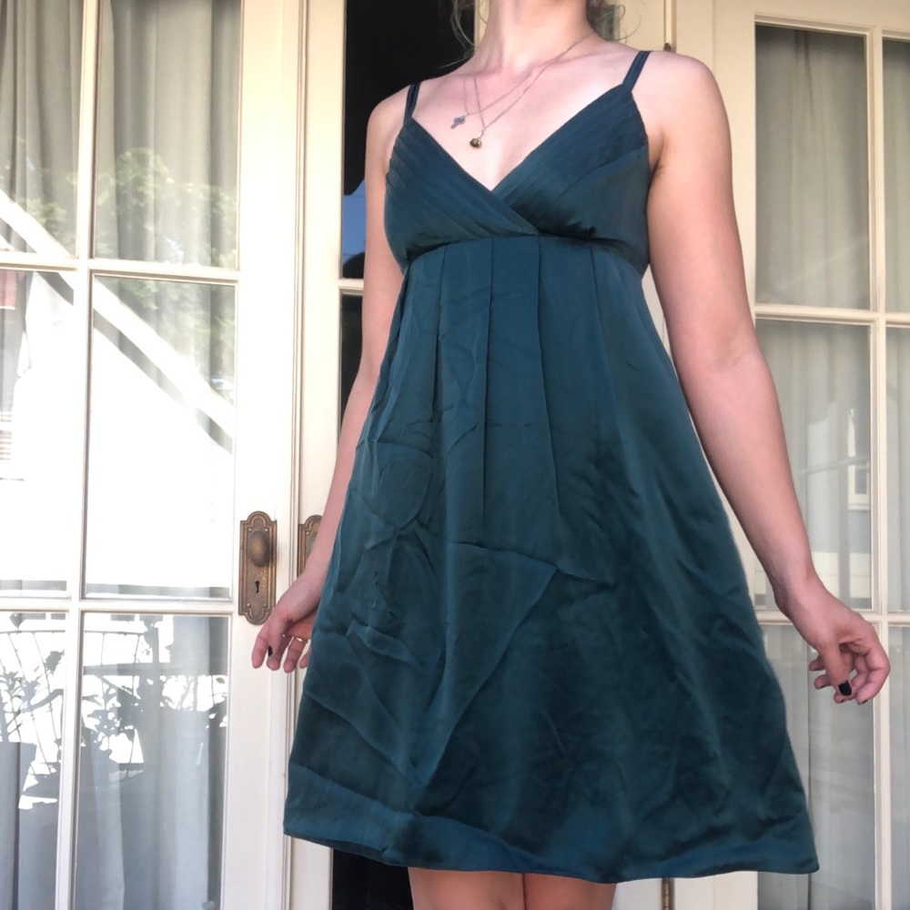Green silk empire waist Black Label dress